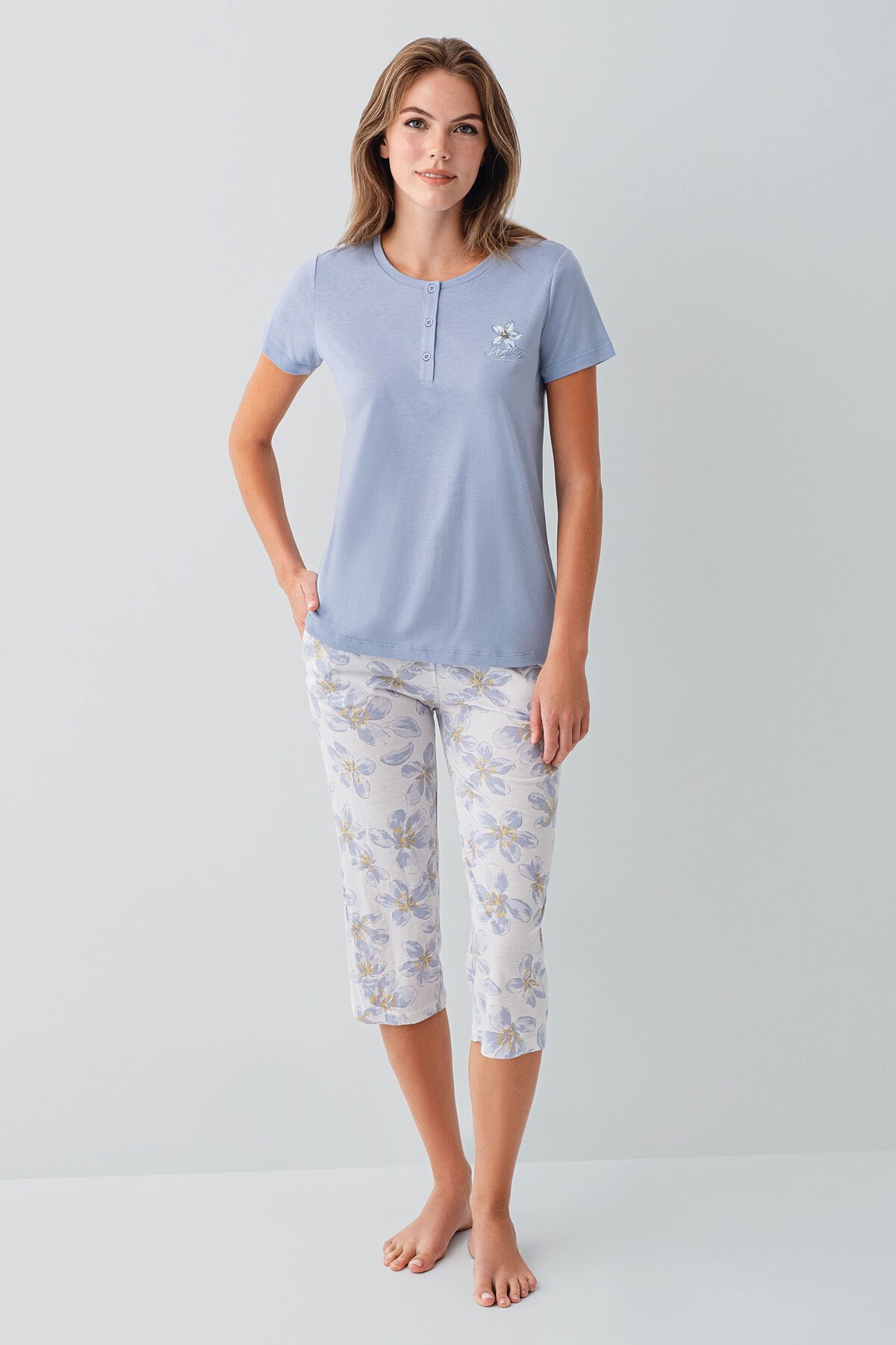 Arnetta - Arnetta Kadın Mavi Kapri Takım (1)