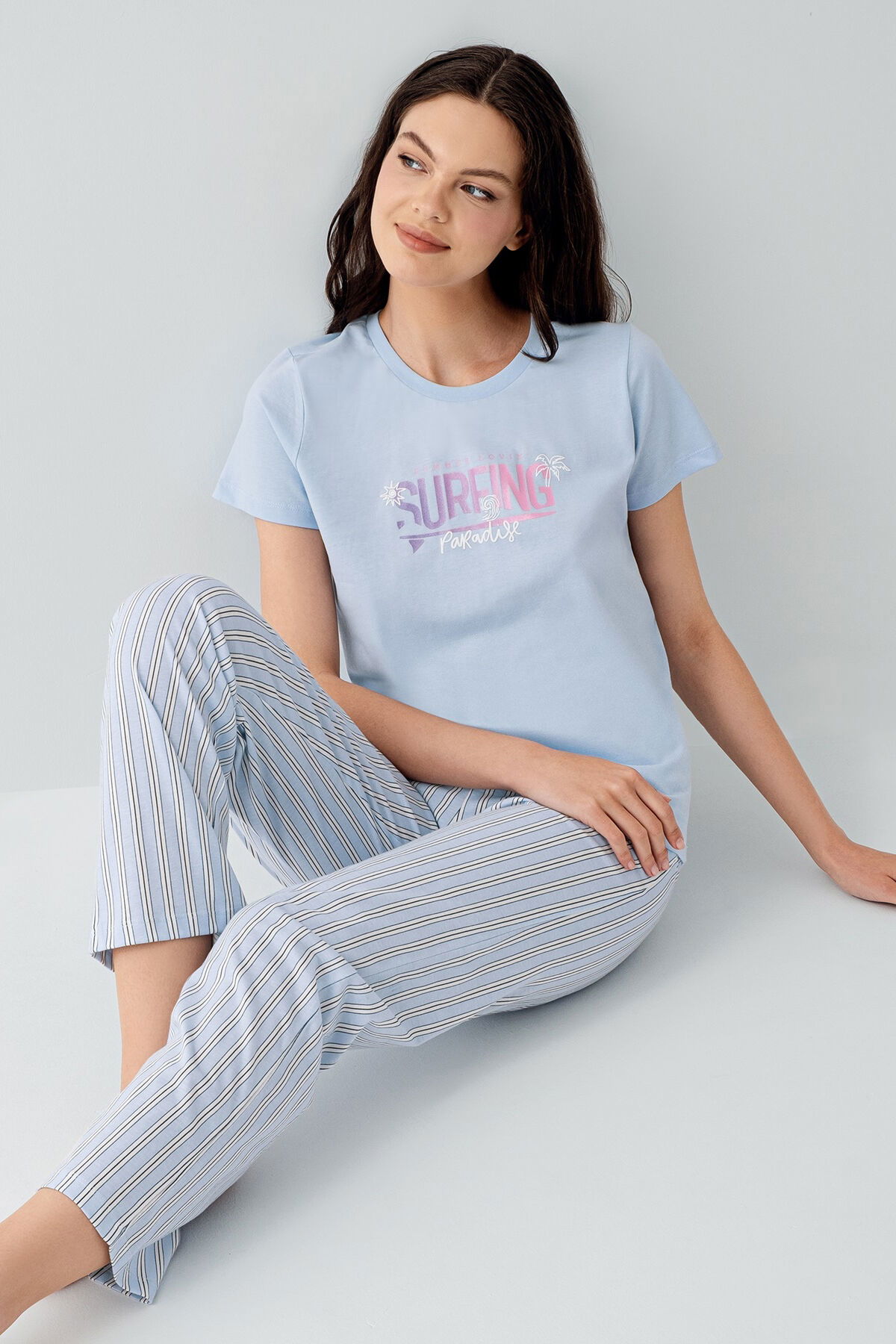 Arnetta - Arnetta Kadın Mavi Pijama Takım