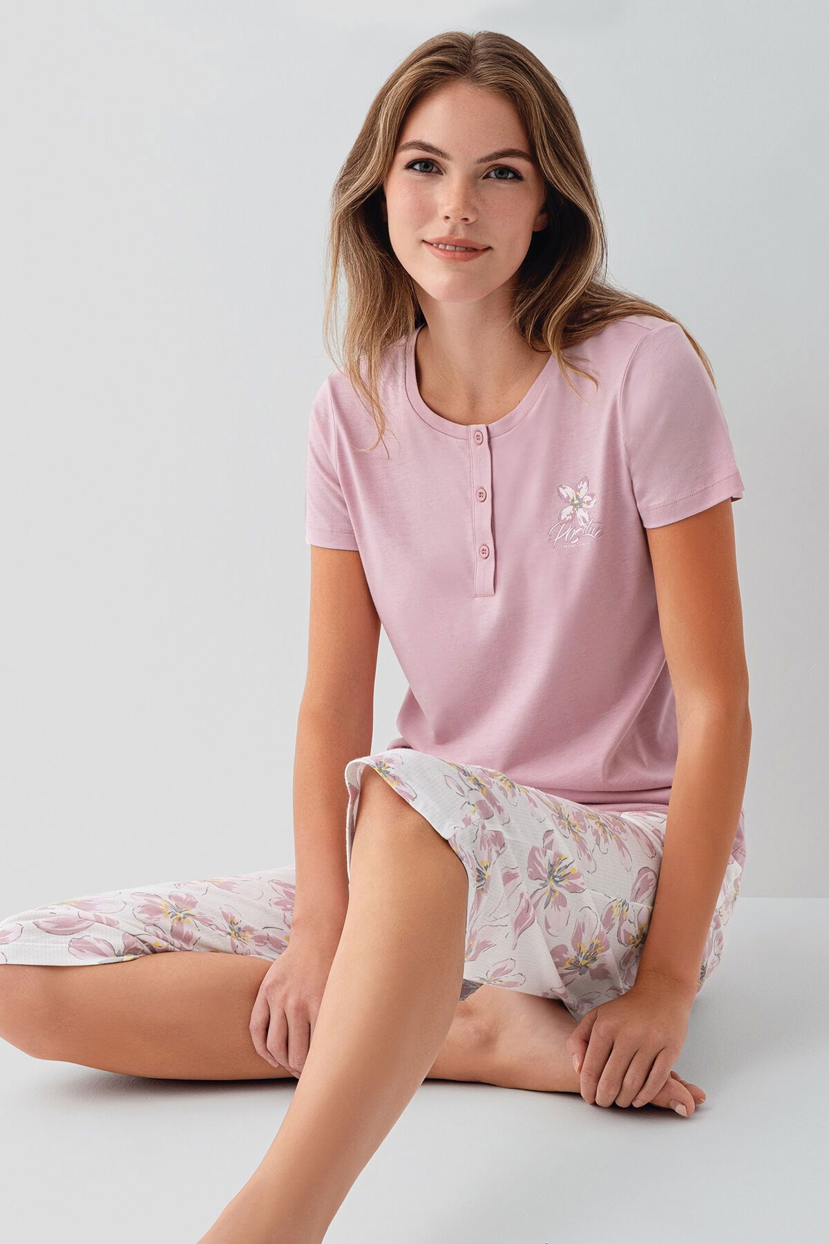 Arnetta - Arnetta Kadın Pembe Kapri Takım