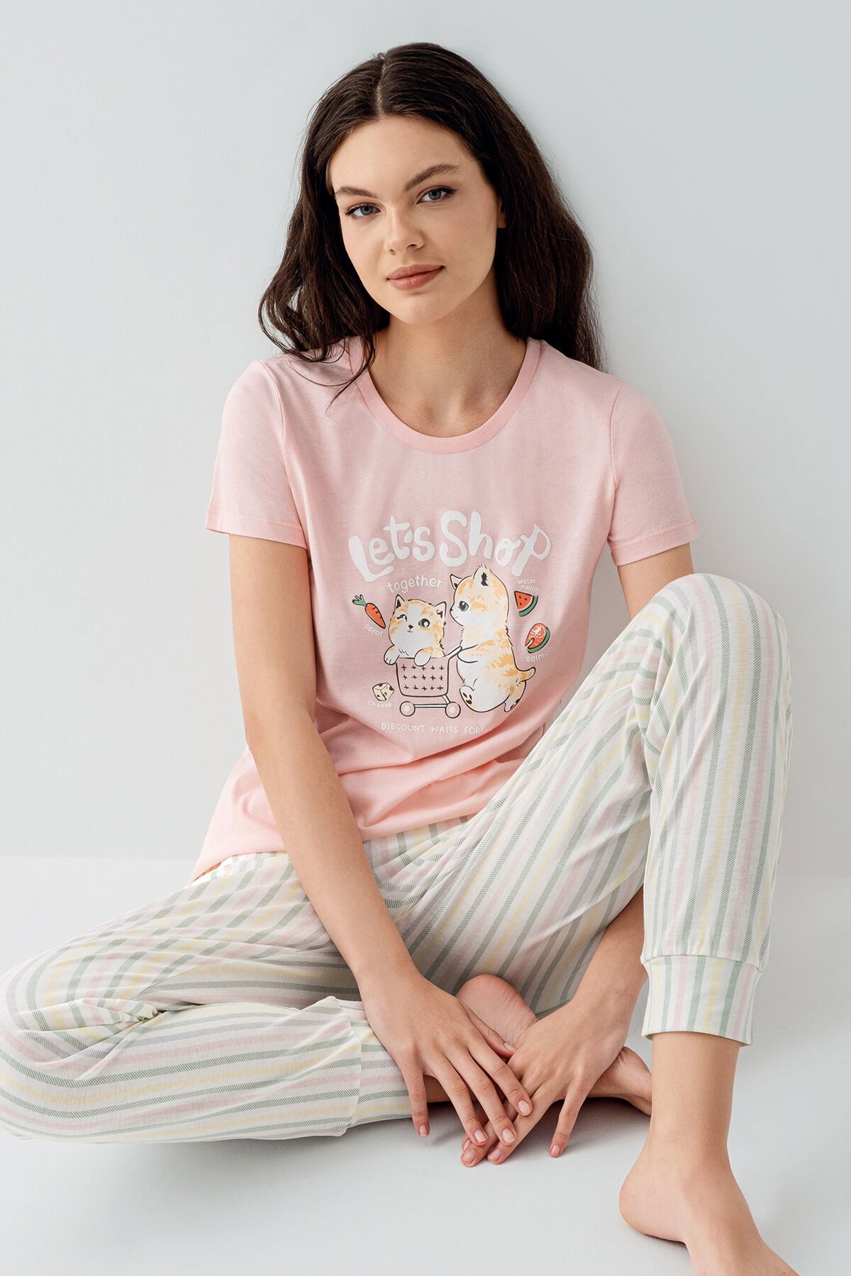 Arnetta - Arnetta Kadın Pembe Pijama Takım