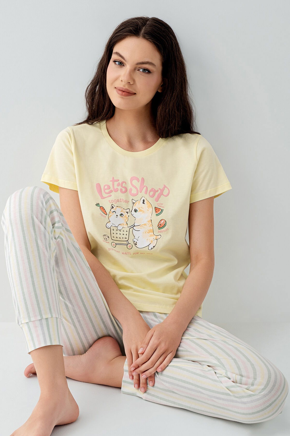 Arnetta - Arnetta Kadın Sarı Pijama Takım