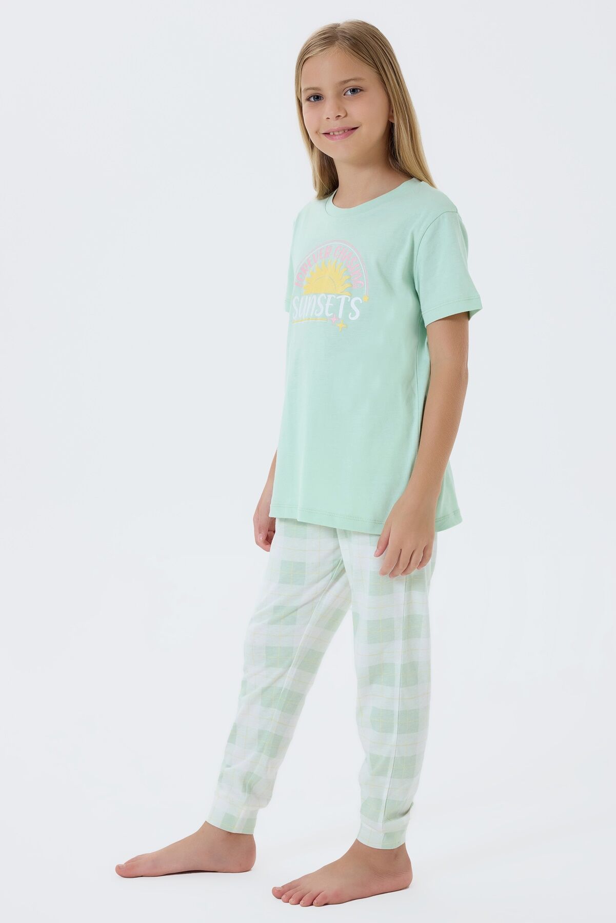 Arnetta - Arnetta Kız Çocuk Yeşil Pijama Takım (1)