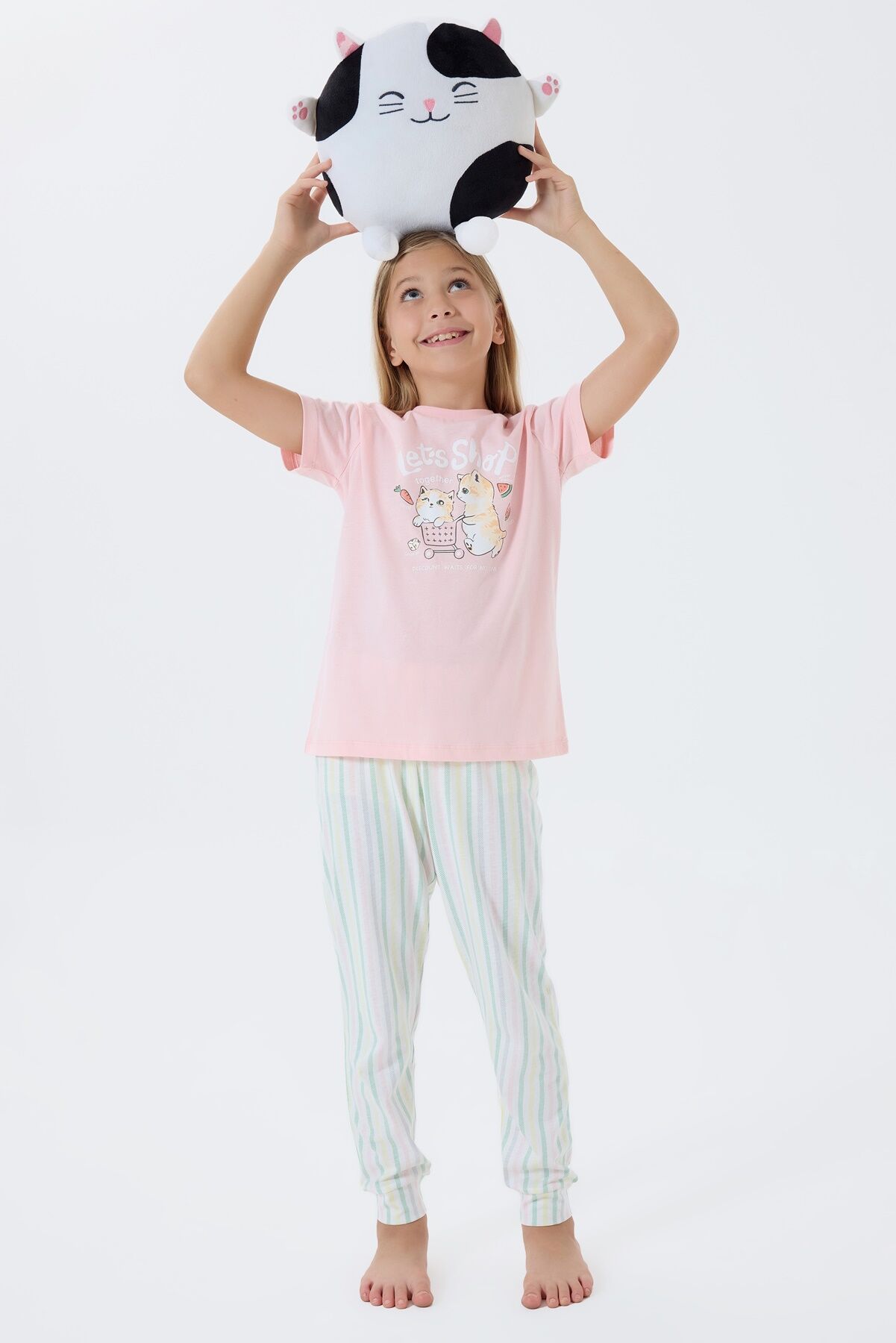 Arnetta - Arnetta Kız Çocuk Pembe Pijama Takım (1)