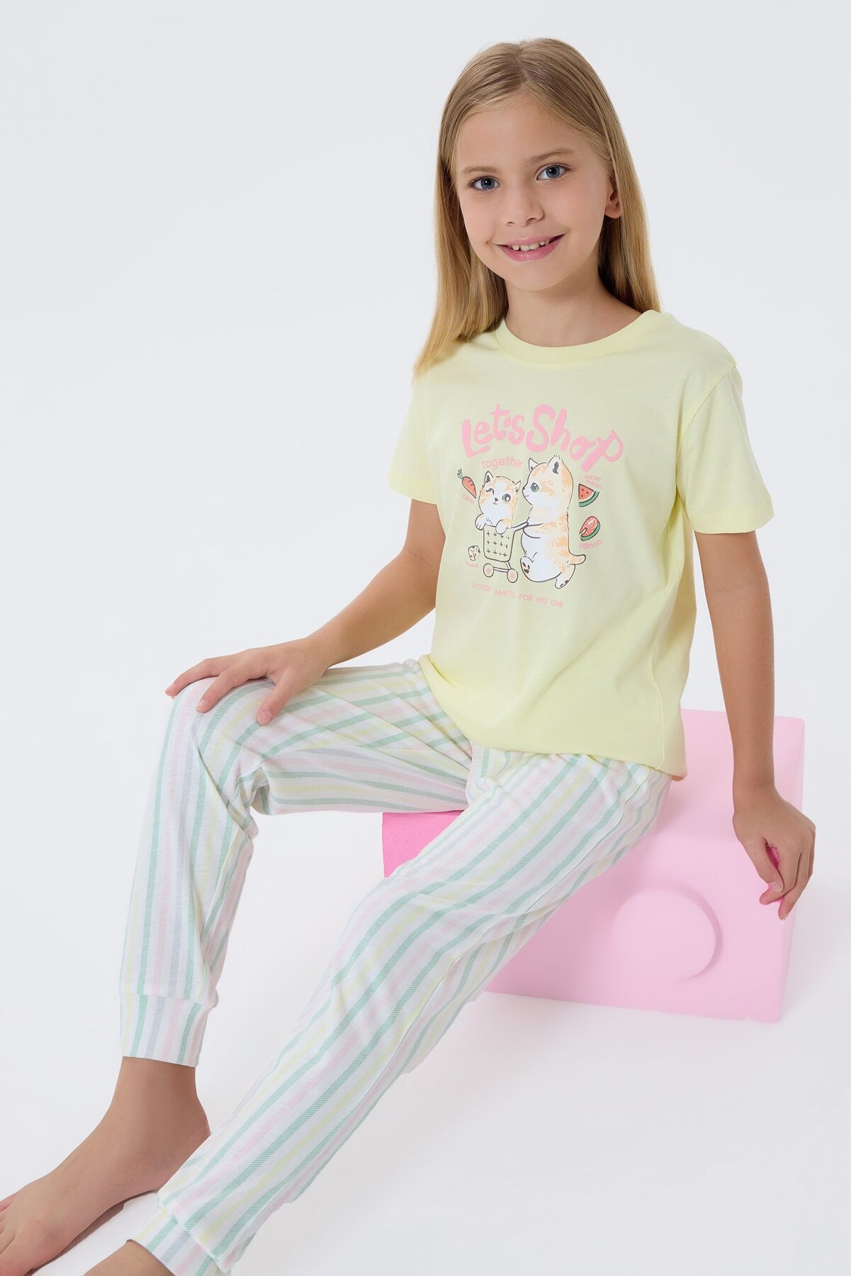 Arnetta - Arnetta Kız Çocuk Sarı Pijama Takım