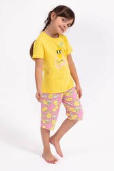 Arnetta Lemon Girl Sarı Kız Çocuk Kapri Takım - Thumbnail