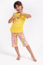 Arnetta Lemon Girl Sarı Kız Çocuk Kapri Takım - Thumbnail