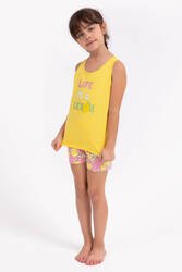 Arnetta Life Is A Lemon Sarı Kız Çocuk Şort Takım - Thumbnail