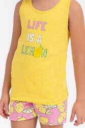 Arnetta Life Is A Lemon Sarı Kız Çocuk Şort Takım - Thumbnail