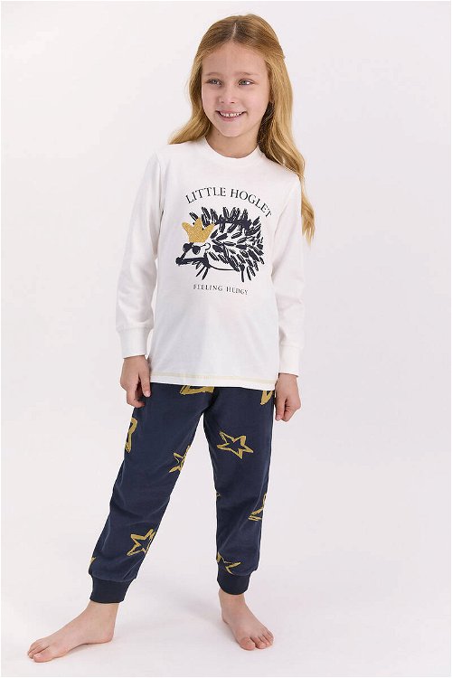 Arnetta Little Hoglet Krem Kız Çocuk Uzun Kol Pijama Takımı