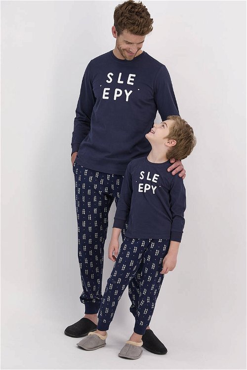 Arnetta Sleepy Lacivert Erkek Çocuk Uzun Kol Pijama Takımı