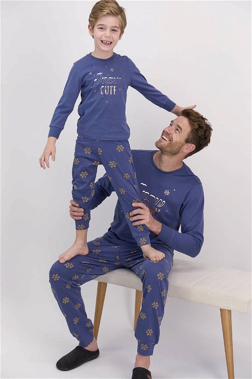 Arnetta Snow Funny İndigo Erkek Çocuk Uzun Kol Pijama Takımı