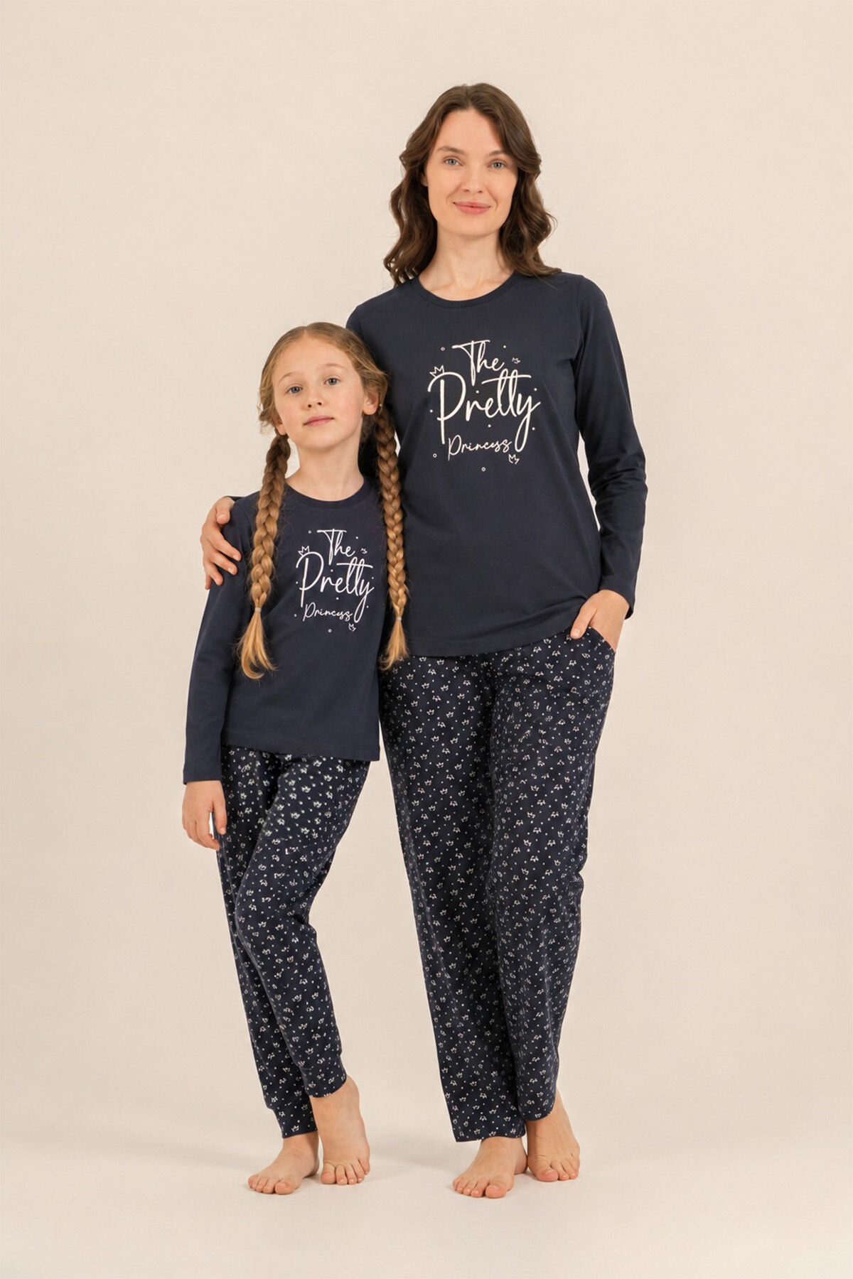 Arnetta - Arnetta The Pretty Princess Anne Kız Lacivert Uzun Kol Pijama Takım AR3731-A-V1