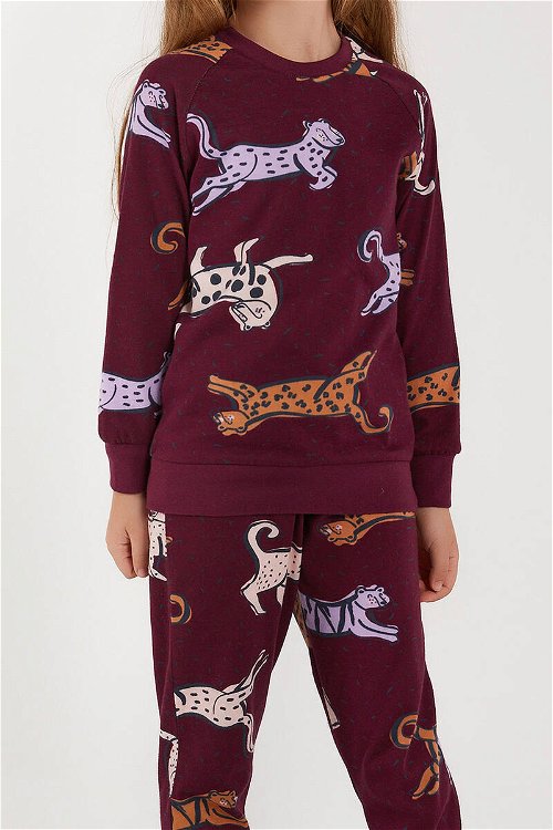 Arnetta Tiger Mor Kız Çocuk Uzun Kol Pijama Takım