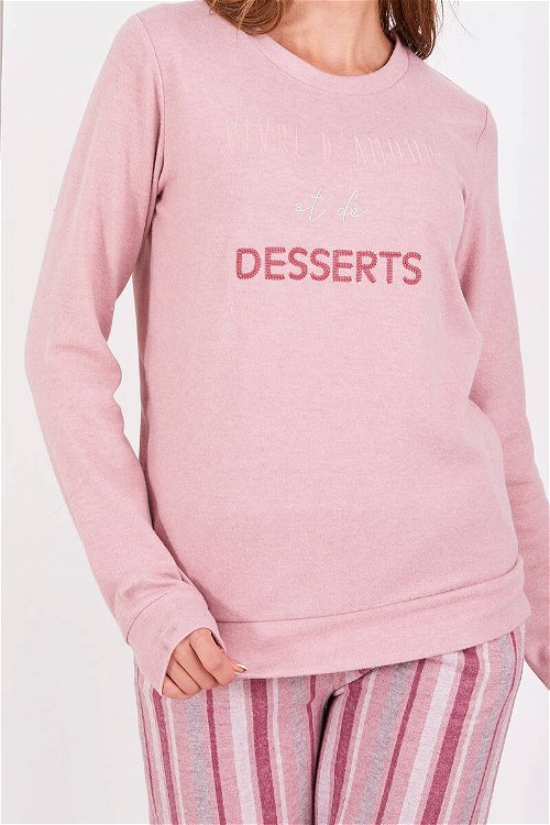 Arnetta Vivre D'amour Et De Desserts Gül kurusu Kadın Uzun Kol Pijama Takım