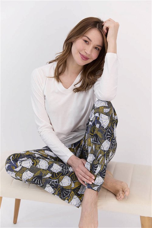 Arnetta Floral Kadın Krem Pijama Takımı