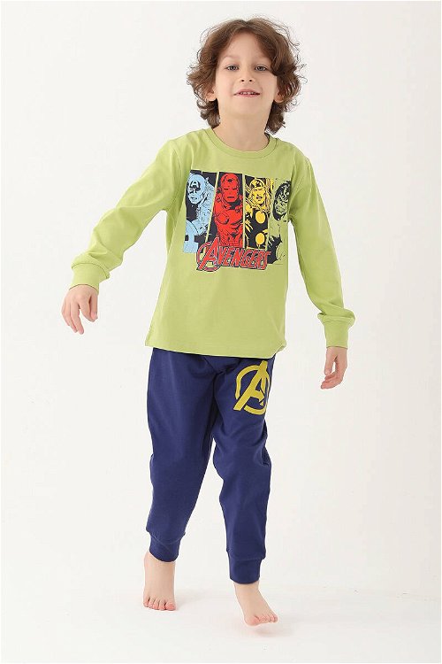 Avangers Fıstık Yeşili Erkek Çocuk Uzun Kol Pijama Takım