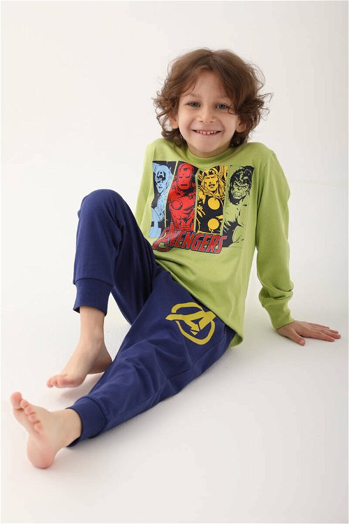 Avangers Fıstık Yeşili Erkek Çocuk Uzun Kol Pijama Takım