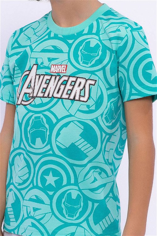 Avengers Llisanslı Nil Yeşili Erkek Çocuk Bermuda Takım