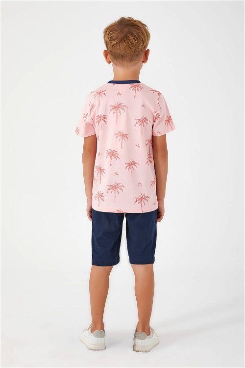 Rolypoly Palm Tree Details Pembe Erkek Çocuk Bermuda Takım