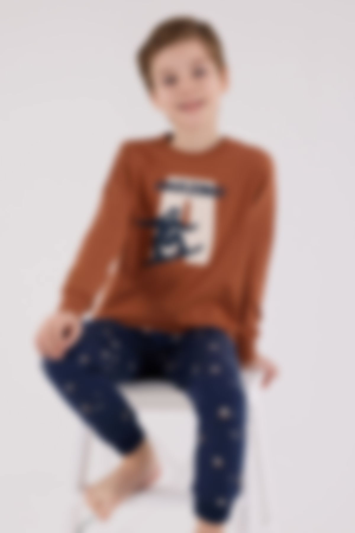 Arnetta - Arnetta Erkek Çocuk Kahverengi Pijama Takımı