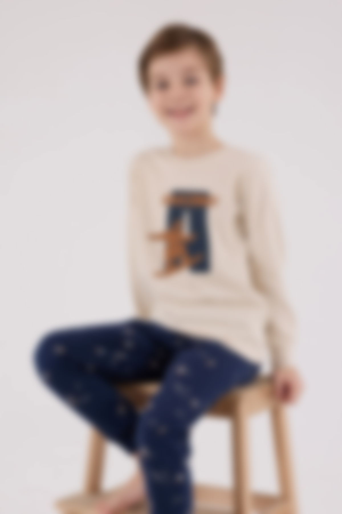 Arnetta - Arnetta Erkek Çocuk Bej Pijama Takımı