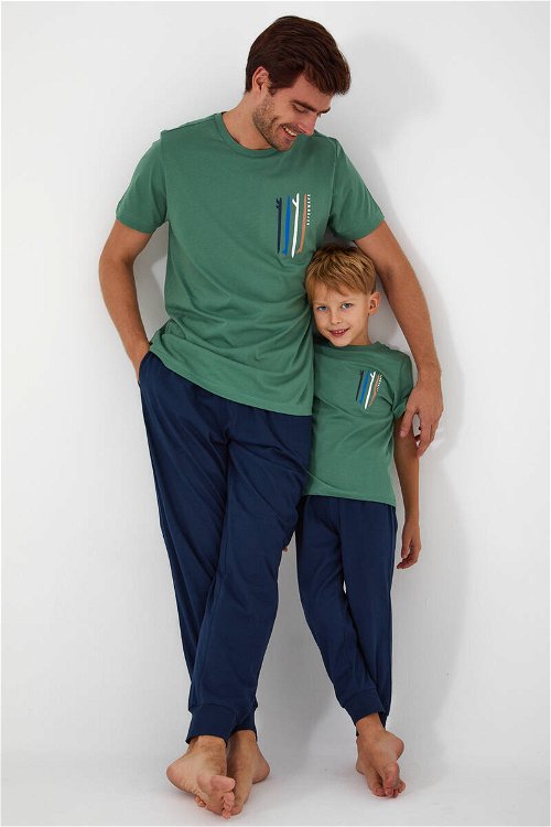 Rolypoly Afterwave Koyu Yeşil Erkek Çocuk Kısa Kol Pijama Takım