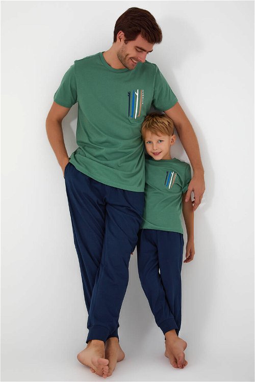 Rolypoly Afterwave Koyu Yeşil Erkek Çocuk Kısa Kol Pijama Takım