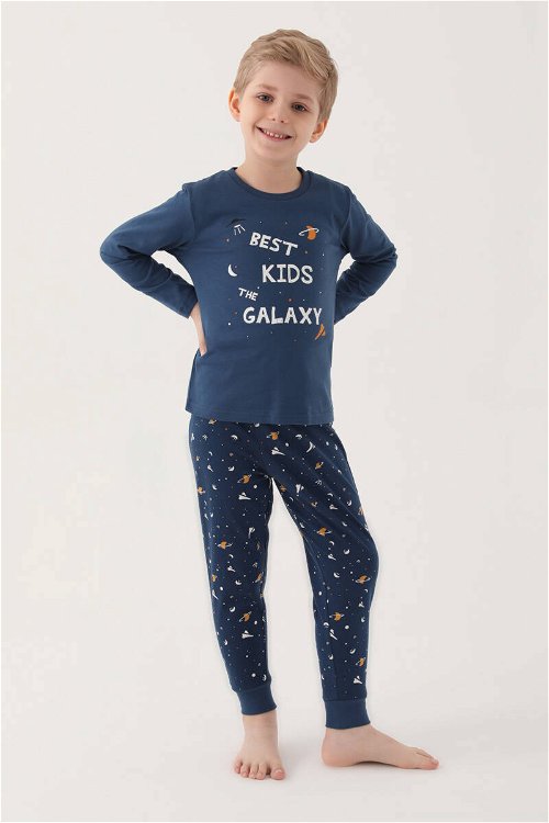 Rolypoly Best Kids The Galaxy Lacivert Erkek Çocuk Uzun Kol Pijama Takım
