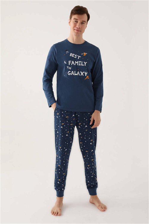 Rolypoly Best Kids The Galaxy Koyu Mavi Erkek Uzun Kol Pijama Takım