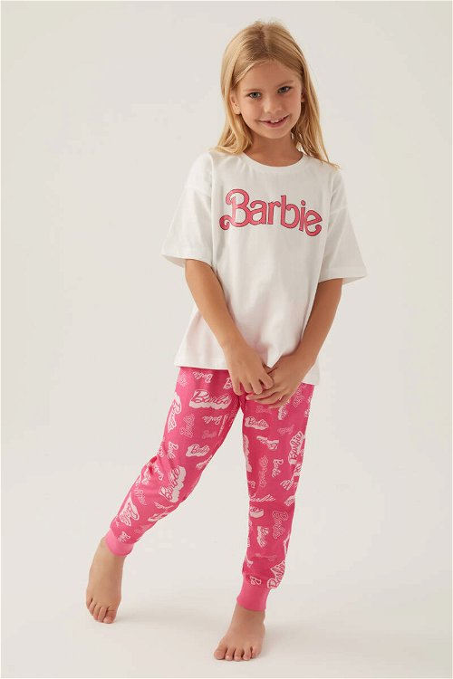 Barbie Cool Krem Kız Çocuk Pijama Takımı