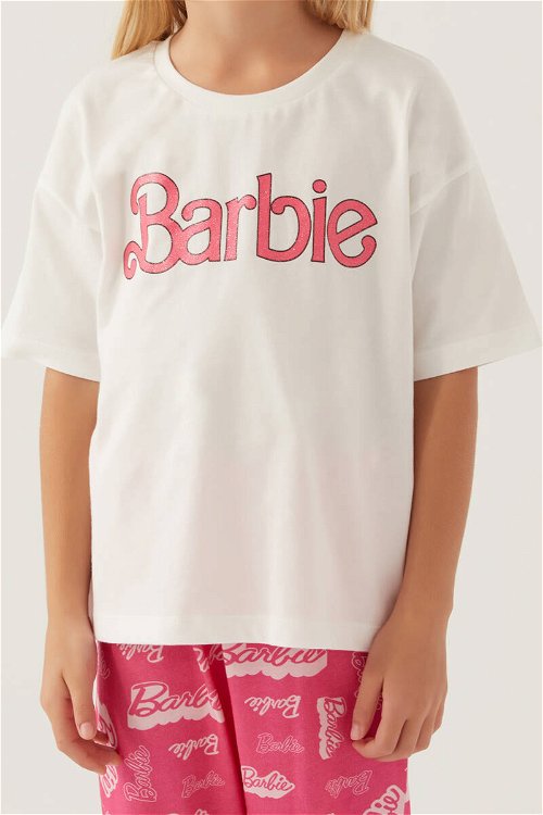 Barbie Cool Krem Kız Çocuk Pijama Takımı