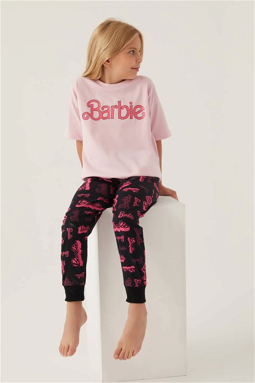 Barbie Cool Toz Pembe Kız Çocuk Pijama Takımı