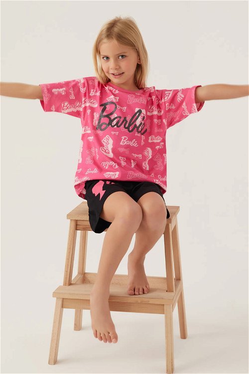 Barbie Comfortable Açık Fuşya Kız Çocuk Şort Takım