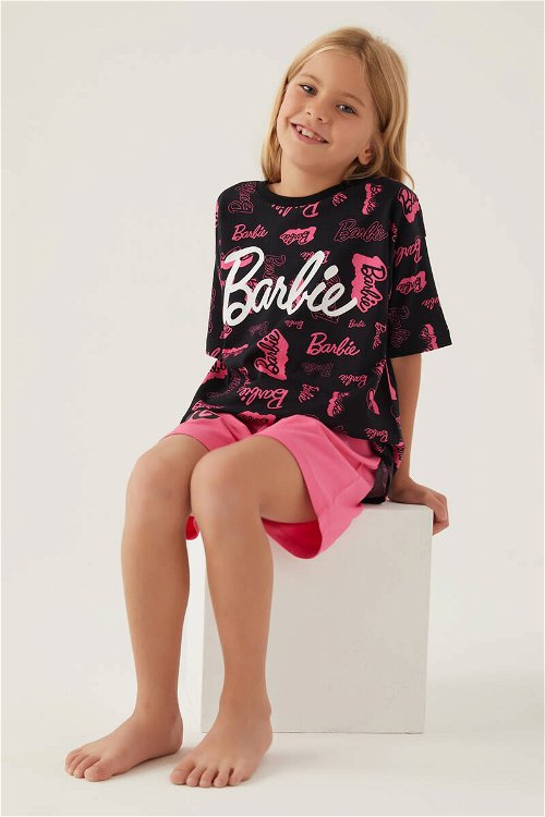 Barbie Comfortable Siyah Kız Çocuk Şort Takım