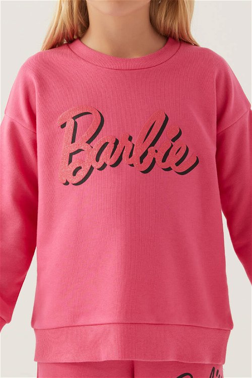 Barbie Graphic Açık Fuşya Kız Çocuk Sweatshirt