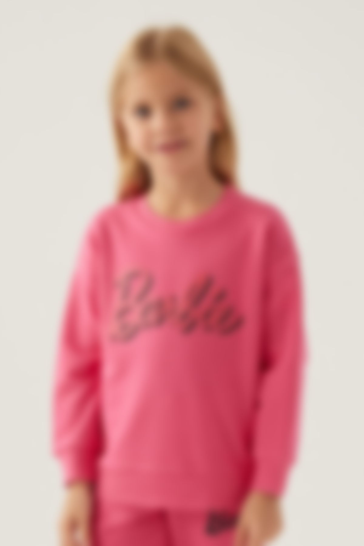 Barbie - Barbie Graphic Açık Fuşya Kız Çocuk Sweatshirt