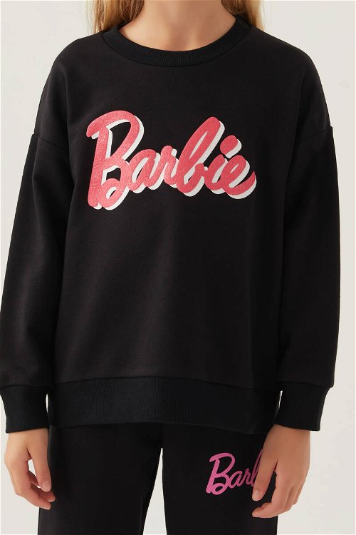 Barbie Graphic Siyah Kız Çocuk Sweatshirt
