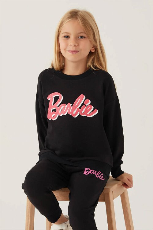 Barbie Graphic Siyah Kız Çocuk Sweatshirt