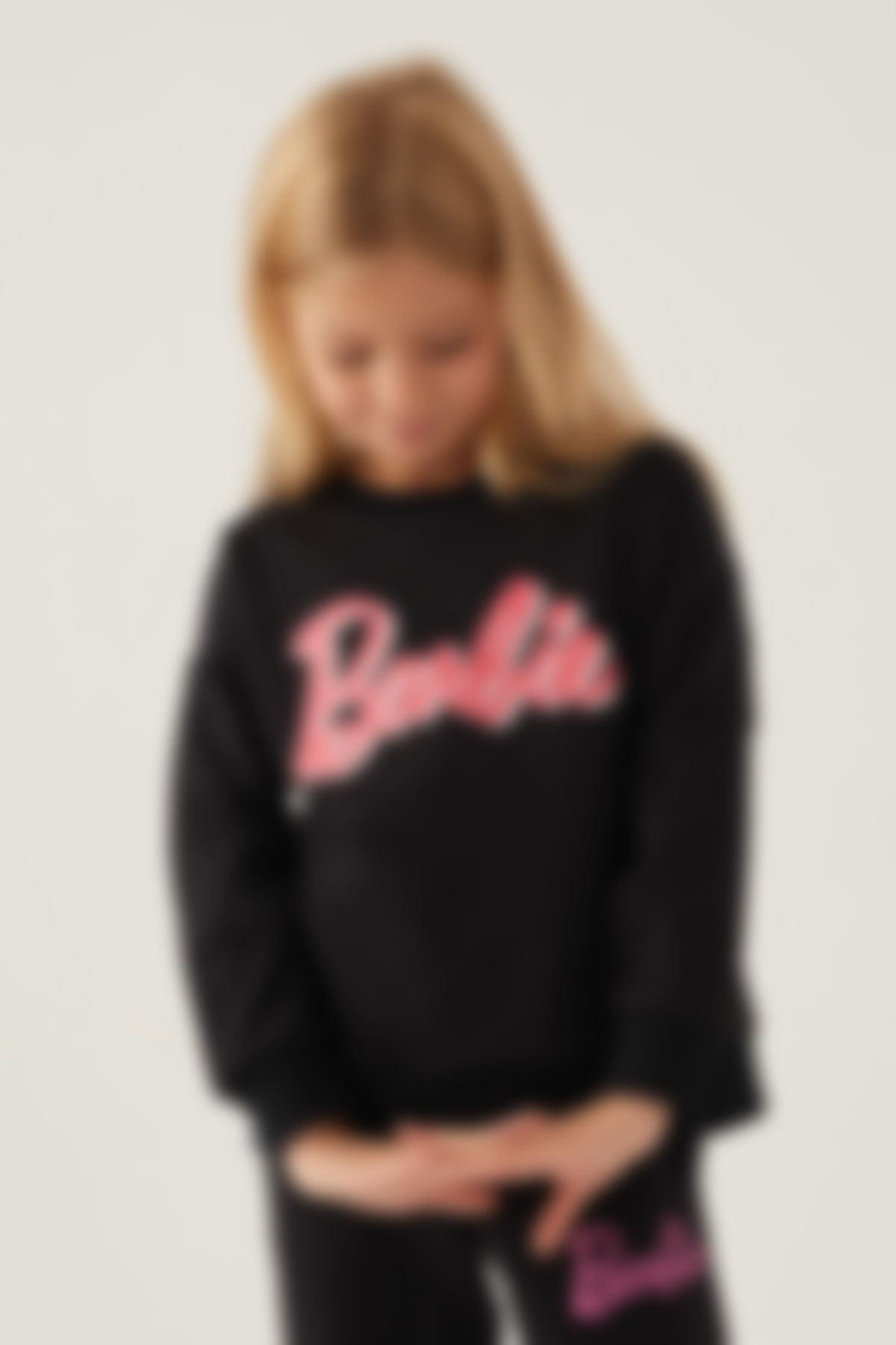 Barbie - Barbie Graphic Siyah Kız Çocuk Sweatshirt