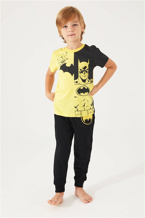 Batman Yellow Batman Sarı Erkek Çocuk Kısa Kol Pijama Takım