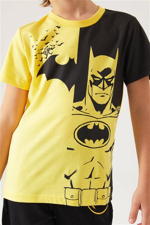 Batman Yellow Batman Sarı Erkek Çocuk Kısa Kol Pijama Takım