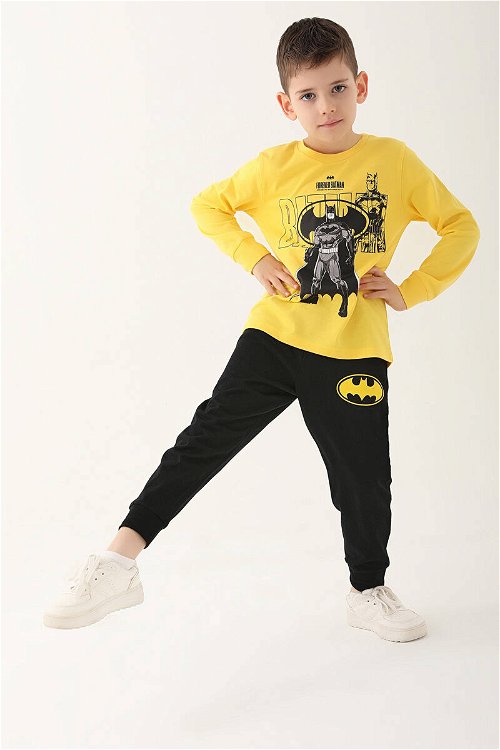 Batman Sarı Erkek Çocuk Uzun Kol Pijama Takım