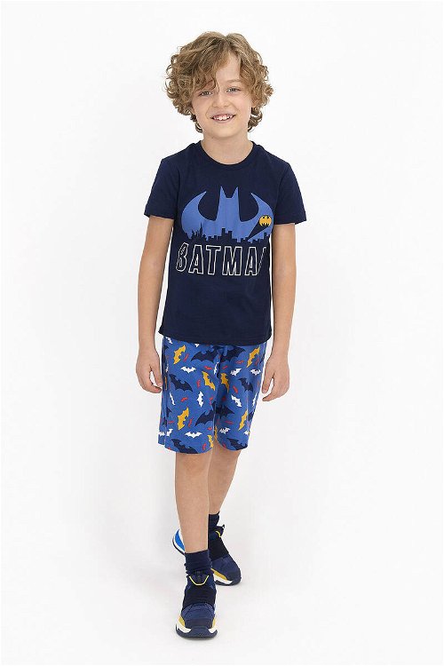 Batman Lisanslı Lacivert Erkek Çocuk Bermuda Takım