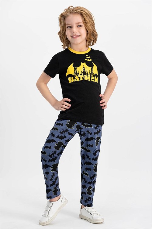 Batman Lisanslı Lisanslı Siyah Kısa Kollu Erkek Çocuk Pijama Takımı