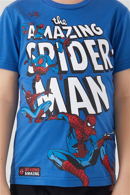 SpiderMan Beyond Amazing The Amazing Mavi Erkek Çocuk Kısa Kol Pijama Takım