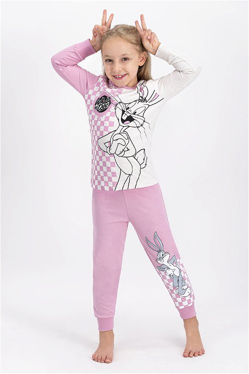 Bugs Bunny Lisanslı Kremmelanj Kız Çocuk Pijama Takımı