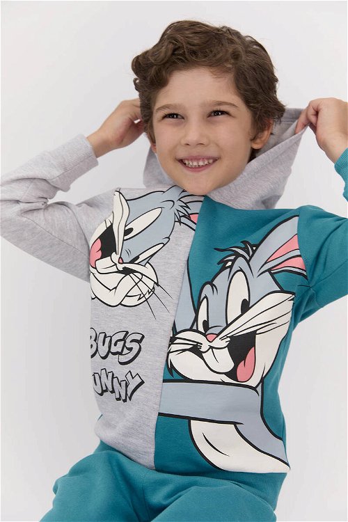 Bugs Bunny Lisanslı Grimelanj Erkek Çocuk Kapüşonlu Eşofman Takımı