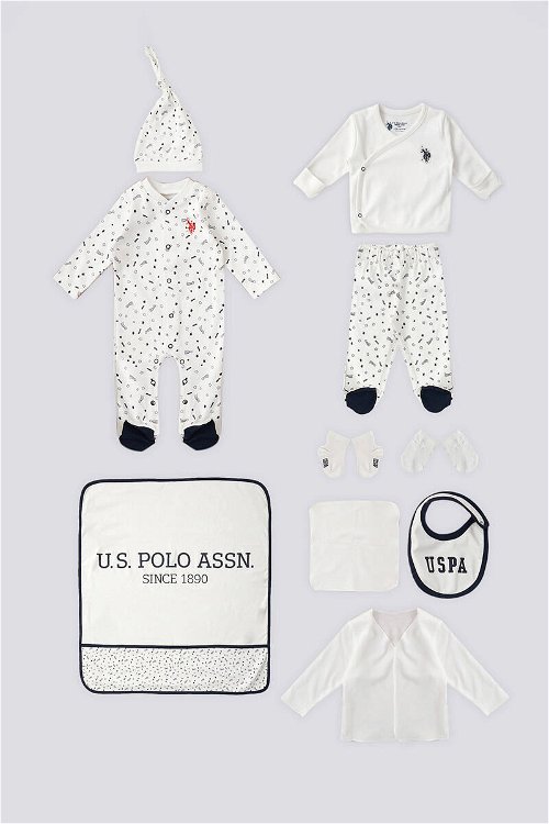 U.S. Polo Assn Krem Yıldız Detay Bebek 10'Lu Hastane Çıkış Seti