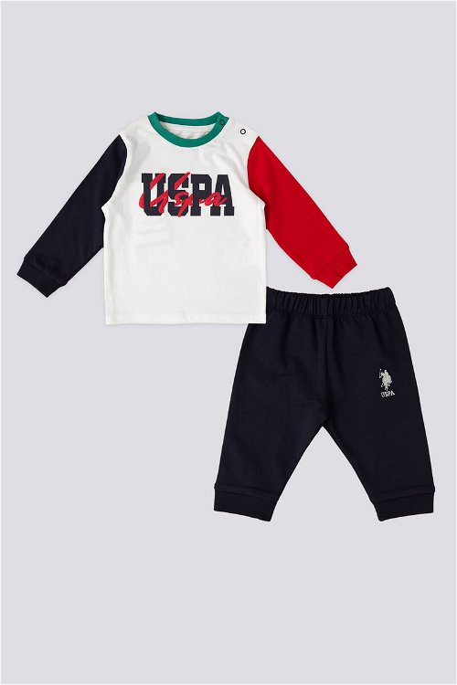 U.S. Polo Assn Lisanslı İntertwined Krem Erkek Bebek Takımı