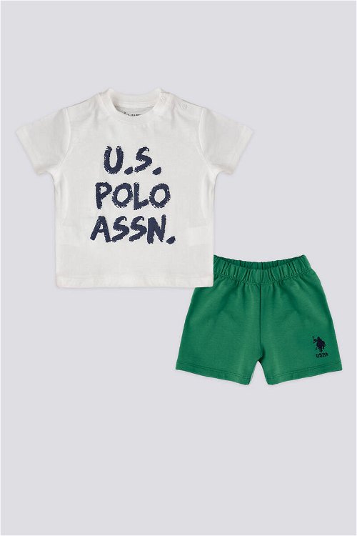 U.S. Polo Assn Lisanslı Graphic Krem Erkek Bebek Takımı